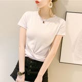 ホワイト | フロントツイストクロップドTシャツ Tシャツ シンプルシャツ | PREMINA