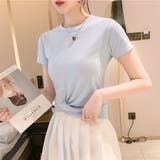 ライトブルー | フロントツイストクロップドTシャツ Tシャツ シンプルシャツ | PREMINA