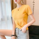 イエロー | フロントツイストクロップドTシャツ Tシャツ シンプルシャツ | PREMINA