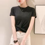 ブラック | フロントツイストクロップドTシャツ Tシャツ シンプルシャツ | PREMINA
