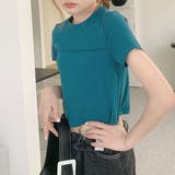 ブルー | クロップドミニTシャツ Tシャツ シンプルシャツ | PREMINA