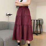 ボルドー | 【SK】ミモレ丈ティアードスカート スカート ロングスカート | PREMINA