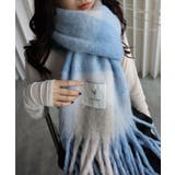 ブルー | チェックボリュームストール | YENNA