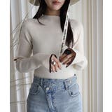 アイボリー | 袖配色スリットリブハイネックニット | YENNA