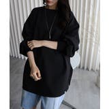 ブラック | ボリュームスリーブビックTシャツ | YENNA