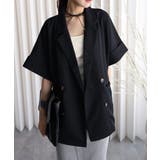 ブラック | 【バックスリットショートスリーブジャケット（裏地無し）】セットアップ可能 | YENNA