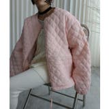 ピンク | ダイヤキルティング中綿ブルゾン/ノーカラーブルゾン	 | YENNA