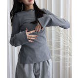 グレー | パット付リブフレアカットソー | YENNA