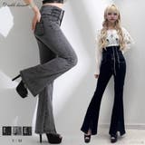 レースアップ美脚ストレッチフレアデニムパンツ 韓国 夢展望 | 夢展望 | 詳細画像1