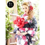 [黒地にゴージャス可愛い蝶々×薔薇柄高級平織8点浴衣セット DB LX | 夢展望 | 詳細画像1 