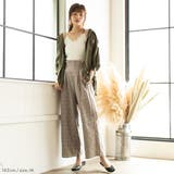 ウエストタックチェックワイドパンツ ゆる ゆったり | 夢展望 | 詳細画像2