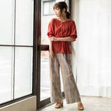 ウエストタックチェックワイドパンツ ゆる ゆったり | 夢展望 | 詳細画像4