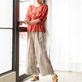 ウエストタックチェックワイドパンツ ゆる ゆったり | 夢展望 | 詳細画像19