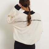 アイボリー×クロ | ハイネックバックロゴ ニット トップス | 夢展望
