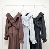 2wayオフショルカシュクールフリルカラーウエストリブワンピース 韓国 夢展望 | 夢展望 | 詳細画像15