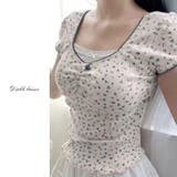 プチローズプリント半袖カットソー 韓国 夢展望 | 夢展望 | 詳細画像5