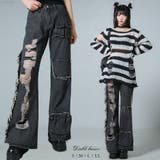 フリンジダメージ加工パッチポケットデニムパンツ 韓国 夢展望 | 夢展望 | 詳細画像1