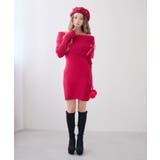 ビジューリボン付オフショルニットワンピース【大きいサイズ有】 韓国 夢展望 | 夢展望 | 詳細画像4 