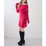 ビジューリボン付オフショルニットワンピース【大きいサイズ有】 韓国 夢展望 | 夢展望 | 詳細画像5 