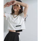 クロップドバイカラーポケットTシャツ 韓国 夢展望 | 夢展望 | 詳細画像4