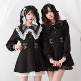 クモレース角襟ベルトレースアップワンピース 量産型 地雷系 夢展望 | DearMyLove | 詳細画像4 