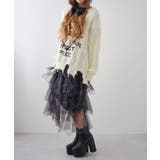 チェック柄・迷彩柄・レオパード柄チュールイレヘムスカート 韓国 夢展望 | 夢展望 | 詳細画像3 