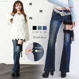 セクシーガーター風ギャルストレッチフレアデニムパンツ 韓国 夢展望 | 夢展望 | 詳細画像1 