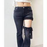 セクシーガーター風ギャルストレッチフレアデニムパンツ 韓国 夢展望 | 夢展望 | 詳細画像18