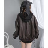 裾ドロストオーバーサイズ合皮ブルゾン【ジャケット】【コート】 韓国 夢展望 | 夢展望 | 詳細画像5