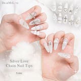 シルバーラブチェーンネイルチップ 量産型 地雷系 夢展望 | DearMyLove | 詳細画像1 