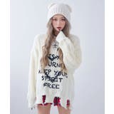 サブカル地雷系ダメージ風ゆるだぼ英字ロゴ長袖ニットトップス 韓国 夢展望 | 夢展望 | 詳細画像9 