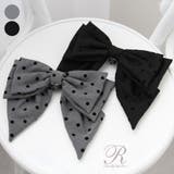 オリジナルハートチャーム付きビッグリボンドットバレッタ 量産型 地雷系 夢展望 | DearMyLove | 詳細画像1 