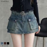 スカート見え×ショートパンツ ベルト付ハイウエストカーゴスカパン 韓国 夢展望 | 夢展望 | 詳細画像1