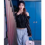 オフショルレースシアーブラウス シャーリングトップス 韓国 | 夢展望 | 詳細画像9 