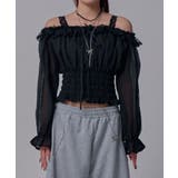 オフショルレースシアーブラウス シャーリングトップス 韓国 | 夢展望 | 詳細画像12 