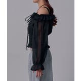 オフショルレースシアーブラウス シャーリングトップス 韓国 | 夢展望 | 詳細画像14 