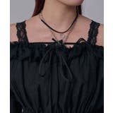 オフショルレースシアーブラウス シャーリングトップス 韓国 | 夢展望 | 詳細画像15 