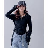 フードヘンリーネック脇シャーリングデザイン長袖リブカットソー 韓国 夢展望 | 夢展望 | 詳細画像2 