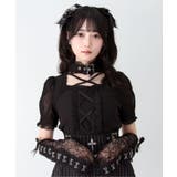 ゴシック十字架チョーカー風レースアームカバー付きブラウス 量産型 地雷系 | DearMyLove | 詳細画像3 