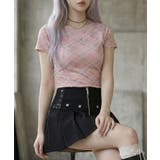 イニシャルチャーム付 タイダイチェック柄 クロップドTシャツカットソートップス | 夢展望 | 詳細画像5 