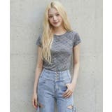 イニシャルチャーム付 タイダイチェック柄 クロップドTシャツカットソートップス | 夢展望 | 詳細画像7 