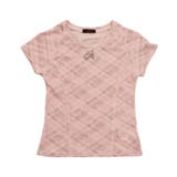 イニシャルチャーム付 タイダイチェック柄 クロップドTシャツカットソートップス | 夢展望 | 詳細画像21 