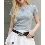 イニシャルチャーム付 タイダイチェック柄 クロップドTシャツカットソートップス | 夢展望 | 詳細画像1 