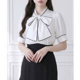 配色パイピングボウタイブラウス 韓国 夢展望 Rose | 夢展望 | 詳細画像5 