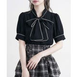 配色パイピングボウタイブラウス 韓国 夢展望 Rose | 夢展望 | 詳細画像11 