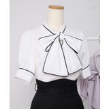 配色パイピングボウタイブラウス 韓国 夢展望 Rose | 夢展望 | 詳細画像13 