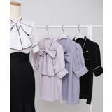 配色パイピングボウタイブラウス 韓国 夢展望 Rose | 夢展望 | 詳細画像14 