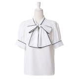 配色パイピングボウタイブラウス 韓国 夢展望 Rose | 夢展望 | 詳細画像23 