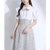 デコルテオープンシアーチェックドッキング半袖ワンピース【大きいサイズあり】 韓国… | 夢展望 | 詳細画像8 