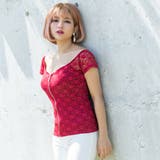 ボルドー | カットソー 総レース フロントジップ | 夢展望